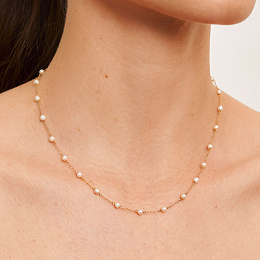 18KT YELLOW GOLD NECKLACE PEARLS