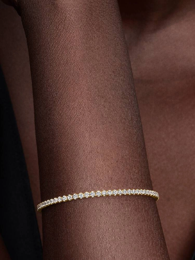 14k gold-plated tennis bracelet with clear cubic z