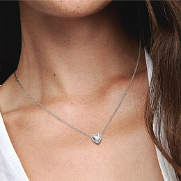 Heart sterling silver collier with clear cubic zir