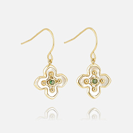 Zag Bijoux 14K Gold Plated Earring / SED20335-01GRN