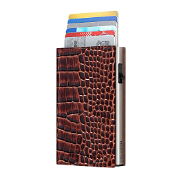 Wallet CLICK & SLIDE Sleek Croco Brown/Silver
