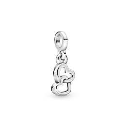 Linked hearts sterling silver dangle charm