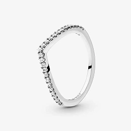 Wishbone silver ring with clear cubic zirconia