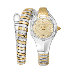 JUSTSilverDial,Bracelet,TwoCAVALLI& Gold2ToneHands,ColorWomenSilver3Case,ATM&Watch,GoldChampagneColo