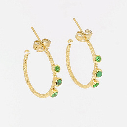Zag Bijoux 14K Gold Plated Earring / SEC20152-01GRN