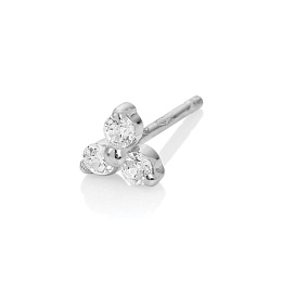 Cubic Zirconia Trinity Lobe Single Earring Stud