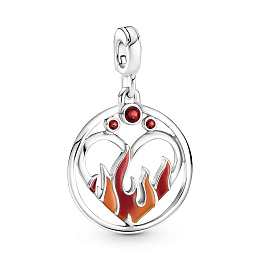 Fire sterling silver medallion with salsared crystal, red andorange enamel /799674C01