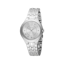 ESPRIT Women Watch, Silver Color Case, Dark Grey Dial, Stainless Steel Metal Bracelet, 3 Hands, 5 AT